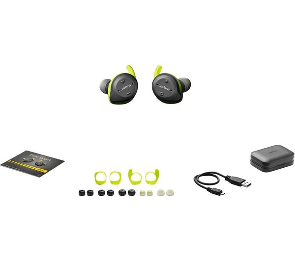 JABRA Elite Sport Wireless Bluetooth Headphones - Grey & Green - Image 4