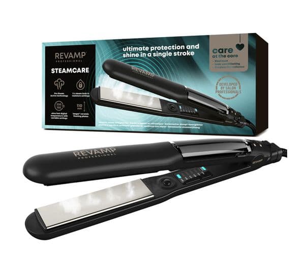 REVAMP Steamcare Ceramic Hair Straightener - Black - Image 1