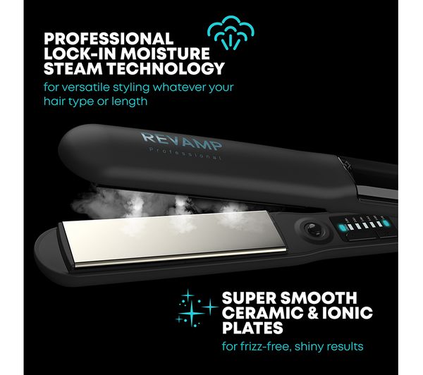 REVAMP Steamcare Ceramic Hair Straightener - Black - Image 2