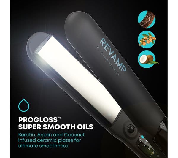 REVAMP Steamcare Ceramic Hair Straightener - Black - Image 4