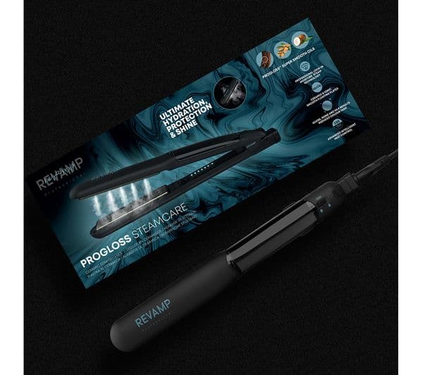 REVAMP Steamcare Ceramic Hair Straightener - Black - Image 6