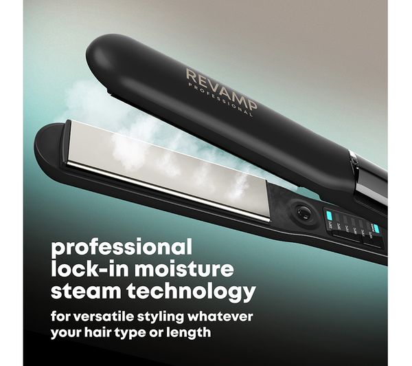 REVAMP Steamcare Ceramic Hair Straightener - Black - Image 8