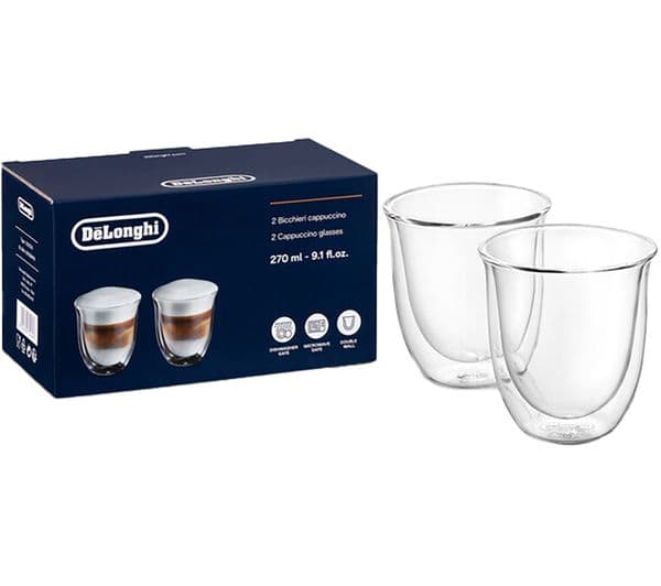 DELONGHI DLSC311 Double Wall Cappuccino Glasses - Pack of 2 - Image 1