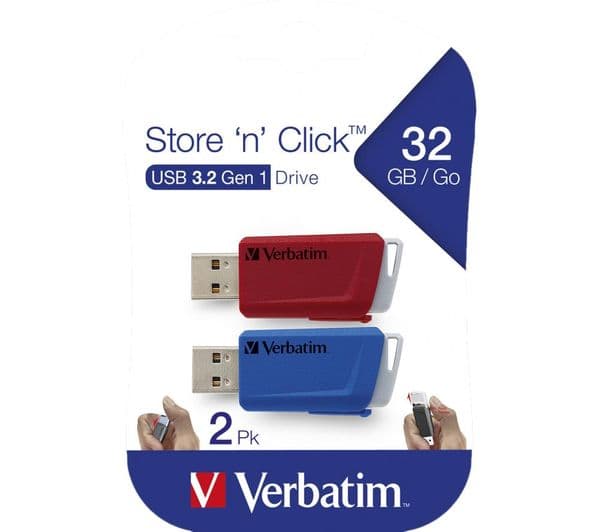 Verbatim Store 'n' Click 32GB USB 3.2 Red & Blue - Image 3