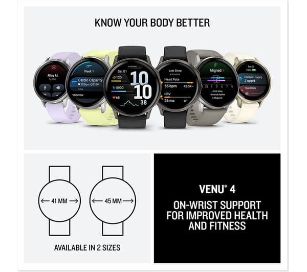 GARMIN Venu 4 Smartwatch 45mm Black - Image 7