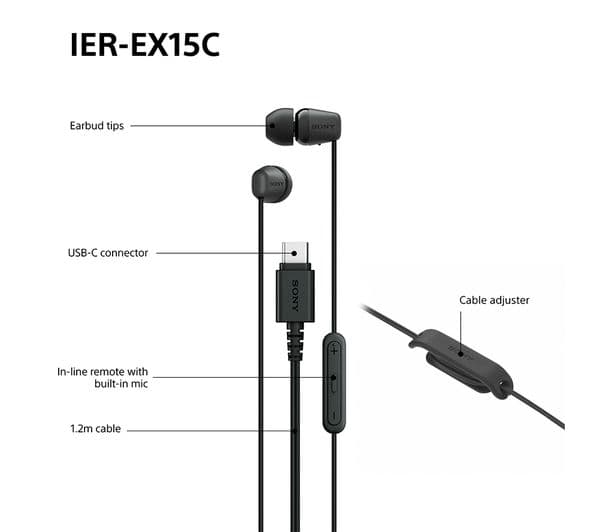 Sony IER-EX15C Earbuds Black - Image 8
