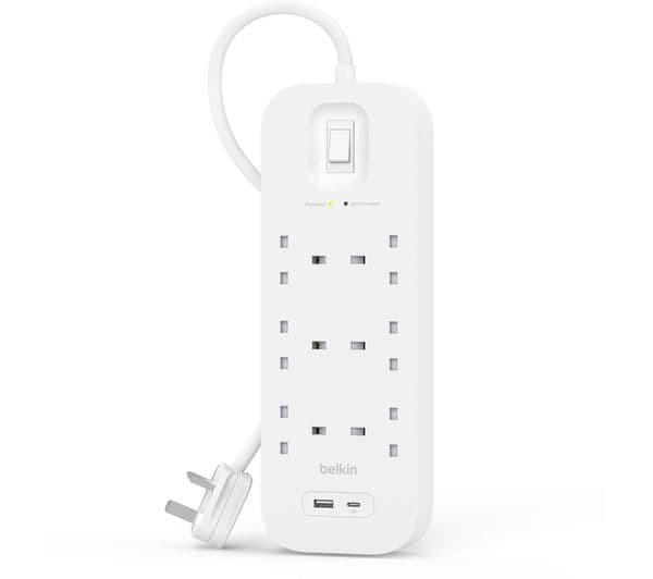 Belkin SRB002af2M Extension Lead 6-Socket 2m White - Image 1