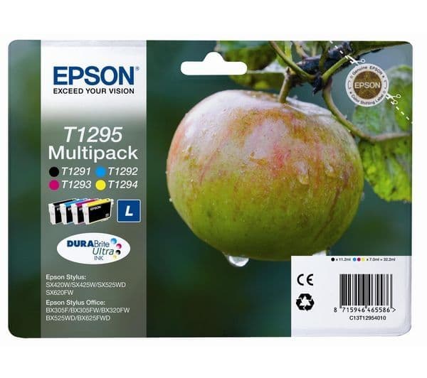 EPSON Apple T1295 Cyan, Magenta, Yellow. & Black Ink Cartridges - Multipack - Image 1