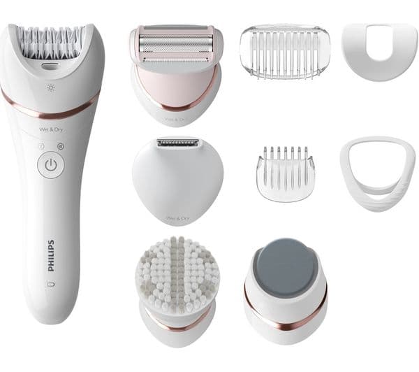 PHILIPS Satinelle Advanced BRE740/11 Wet & Dry Epilator - White & Pink - Image 1