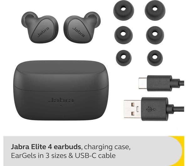 JABRA Elite 4 Wireless Bluetooth Noise-Cancelling Earbuds - Dark Grey - Image 10