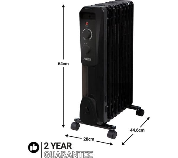 ZANUSSI ZOFR5004B Portable Oil-Filled Radiator - Black - Image 3