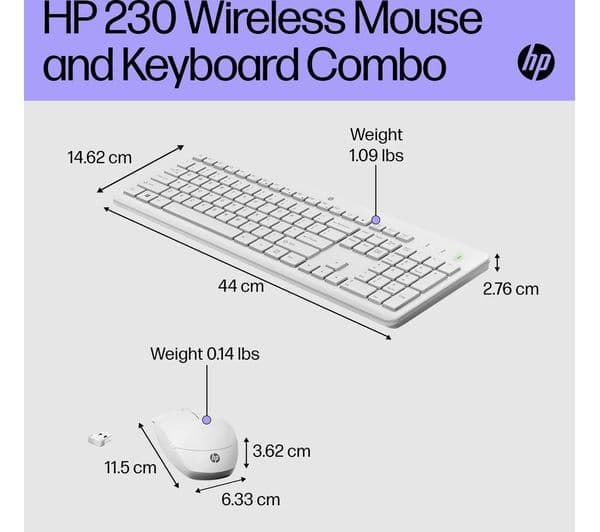 HP 230 Wireless Keyboard & Mouse Set White - Image 7