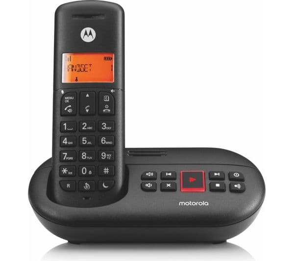 MOTOROLA E211 Cordless Phone - Single Handsets, Black - Image 1