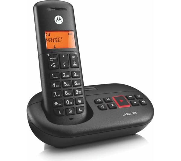 MOTOROLA E211 Cordless Phone - Single Handsets, Black - Image 2