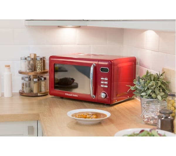 RUSSELL HOBBS Retro RHRETMD806R Compact Solo Microwave - Red - Image 3