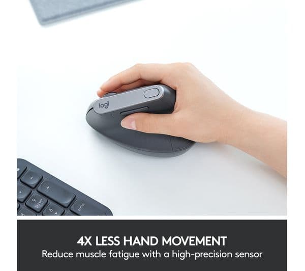 Logitech MX Vertical Ergonomic Wireless Mouse Bluetooth USB Receiver - Grey  - Image 5