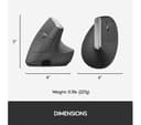 Logitech MX Vertical Ergonomic Wireless Mouse Bluetooth USB Receiver - Grey  thumbnail 7