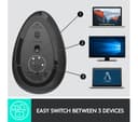 Logitech MX Vertical Ergonomic Wireless Mouse Bluetooth USB Receiver - Grey  thumbnail 9