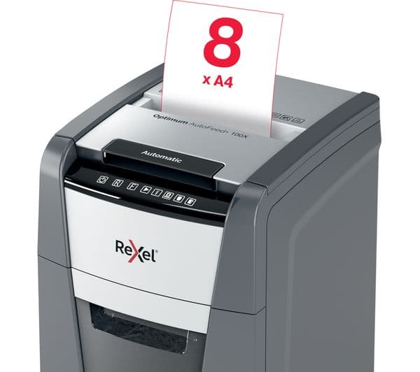 REXEL Optimum AutoFeed+ 100X Cross Cut Paper Shredder - Image 8