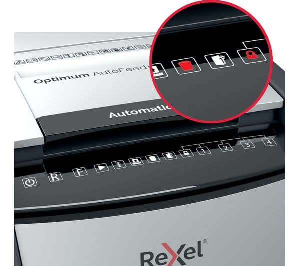 REXEL Optimum AutoFeed+ 100X Cross Cut Paper Shredder - Image 10