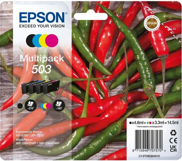 EPSON 503 Chilli Cyan, Magenta, Yellow & Black Ink Cartridges - Multipack