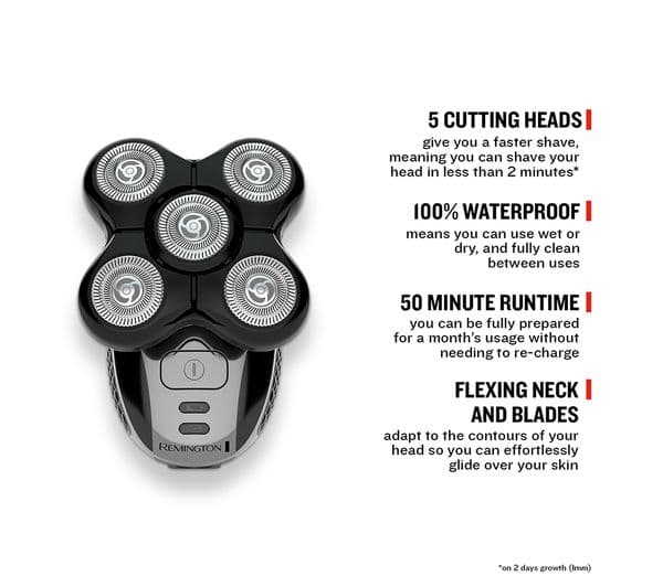 REMINGTON XR1500 Wet & Dry Rotary Head Shaver - Black - Image 7