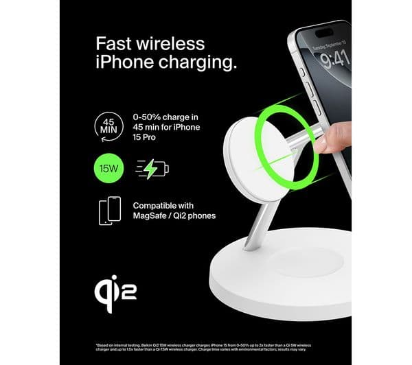 Belkin BoostCharge Pro Qi2 3-in-1 Charger White - Image 3