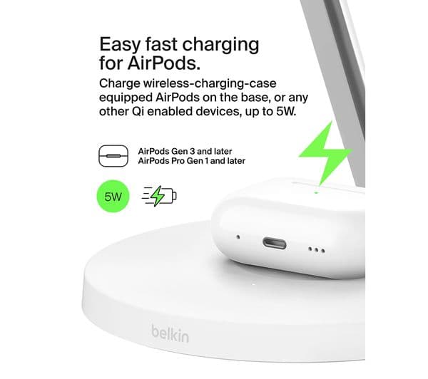 Belkin BoostCharge Pro Qi2 3-in-1 Charger White - Image 5