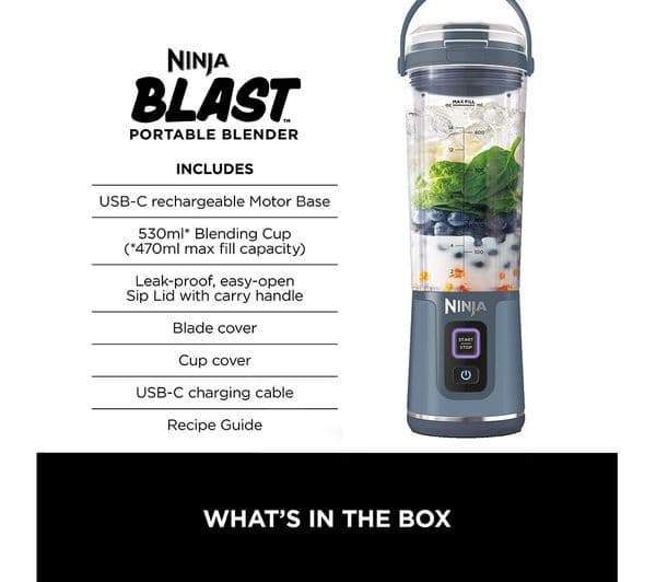 Ninja Blast BC151UKNV Cordless Blender - Denim Blue - Image 10