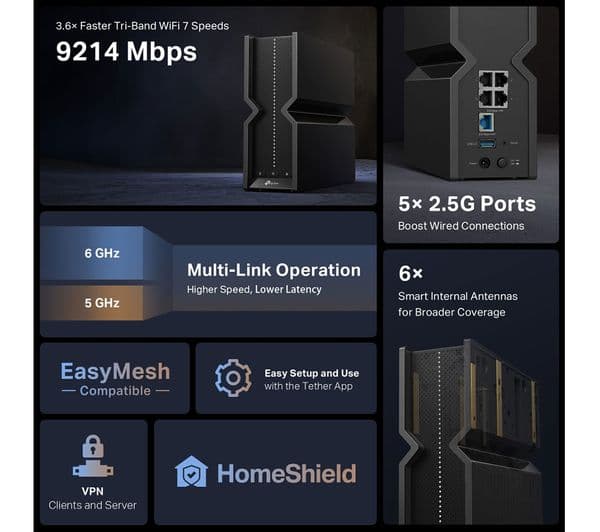 TP-LINK Archer BE550 WiFi 7 Router - BE 9500, Tri-Band - Image 5