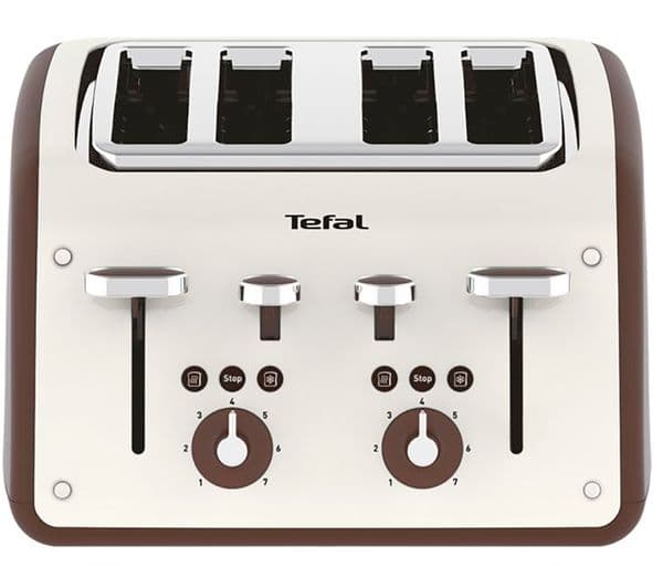 TEFAL Retra TF700A40 4-Slice Toaster - Cream & Mokka - Image 1