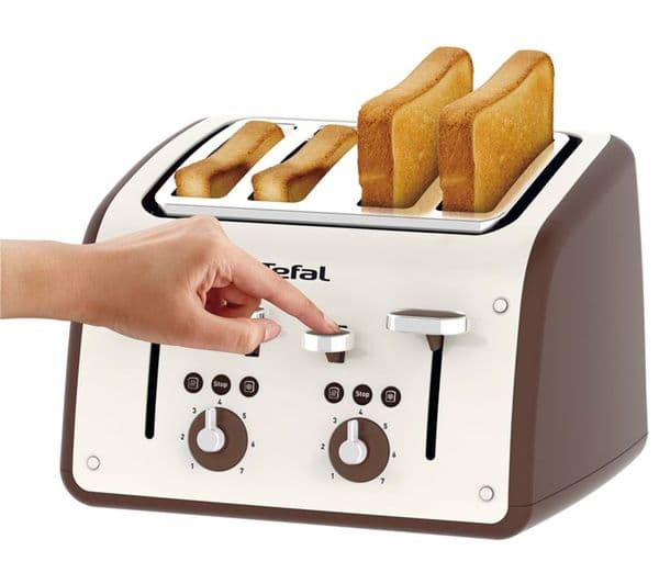 TEFAL Retra TF700A40 4-Slice Toaster - Cream & Mokka - Image 2