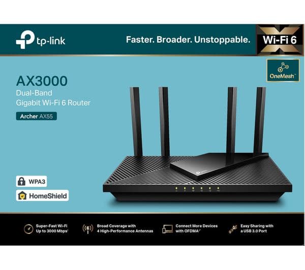 TP-LINK Archer AX55 WiFi Cable & Fibre Router - AX 3000, Dual-band - Image 3