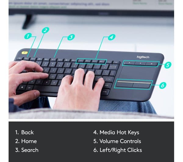 Logitech K400 Plus Wireless Keyboard Black - Image 3