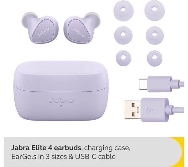 JABRA Elite 4 Wireless Bluetooth Noise-Cancelling Earbuds - Lilac - Image 2