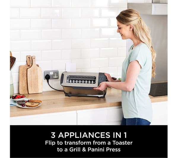 Ninja Foodie ST202UK 3-in-1 Toaster, Grill & Panini Press - Stainless Steel - Image 2