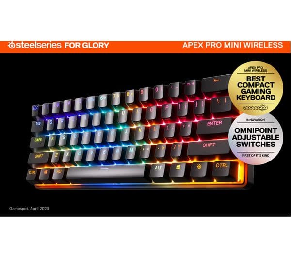 STEELSERIES Apex Pro Mini Wireless Mechanical Gaming Keyboard - Black - Image 4