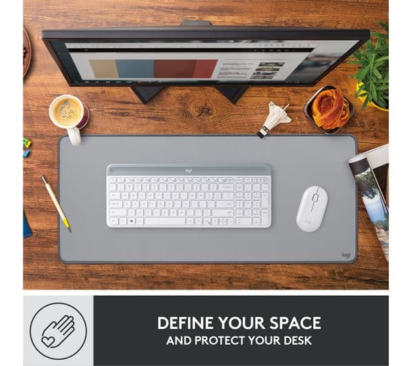 Logitech Desk Mat - Studio Series, Multifunctional Large Desk - Grey - Image 2