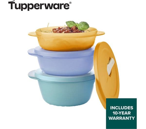 TUPPERWARE 3-piece Medium Bowl Set - Green, Blue, Orange - Image 2