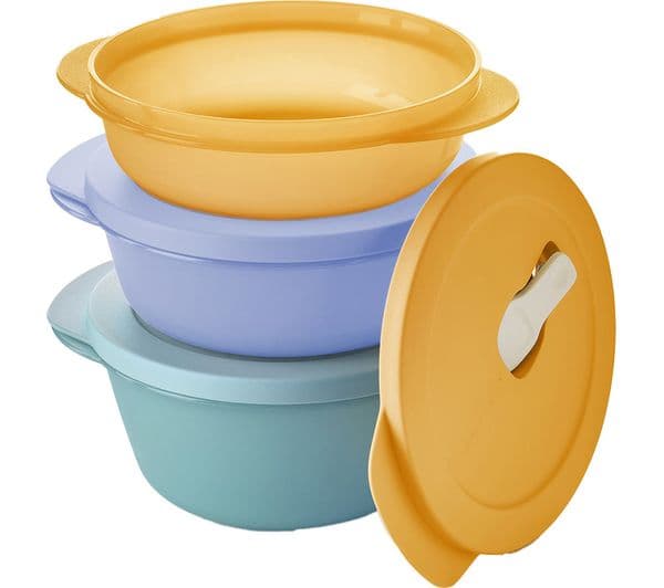 TUPPERWARE 3-piece Medium Bowl Set - Green, Blue, Orange - Image 4