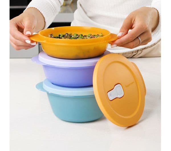 TUPPERWARE 3-piece Medium Bowl Set - Green, Blue, Orange - Image 5