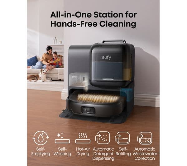EUFY Omni E28 Robot Vacuum & Mop with All-in-One Station & Portable Deep Cleaner - Black - Image 6