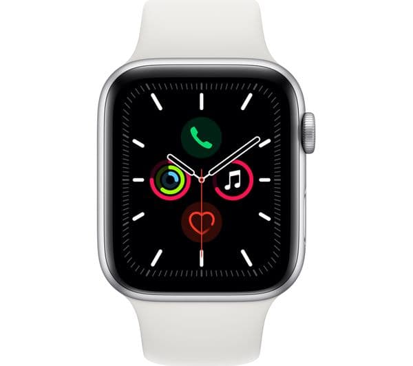 APPLE Watch Series 5 Cellular - Silver Aluminium with White Sports Band, 40 mm - Image 2