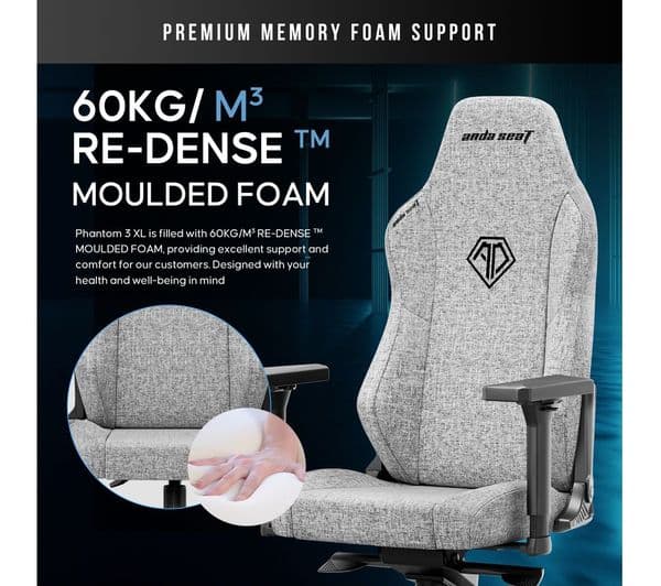ANDASEAT Phantom Series Gaming Chair - XL, Grey - Image 6