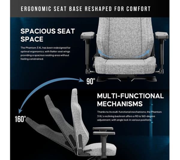ANDASEAT Phantom Series Gaming Chair - XL, Grey - Image 7