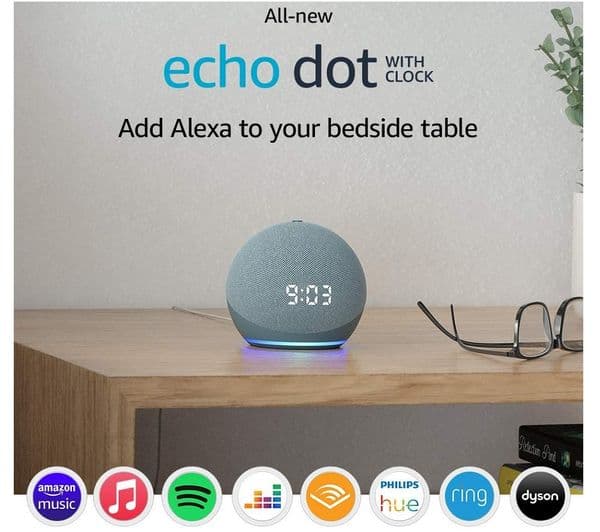 AMAZON Echo Dot (4th Gen) Smart Speaker & Clock with Alexa - Twilight Blue - Image 3