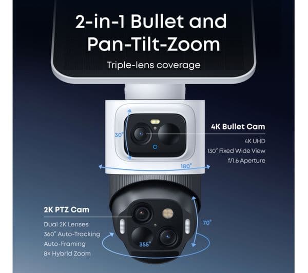 Eufy S4 4K Bullet-PTZ Security Camera White - Image 2