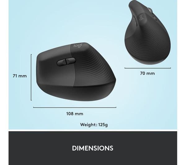 Logitech Lift Vertical Ergonomic Mouse Graphite - Image 9