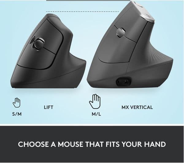 Logitech Lift Vertical Ergonomic Mouse Graphite - Image 10