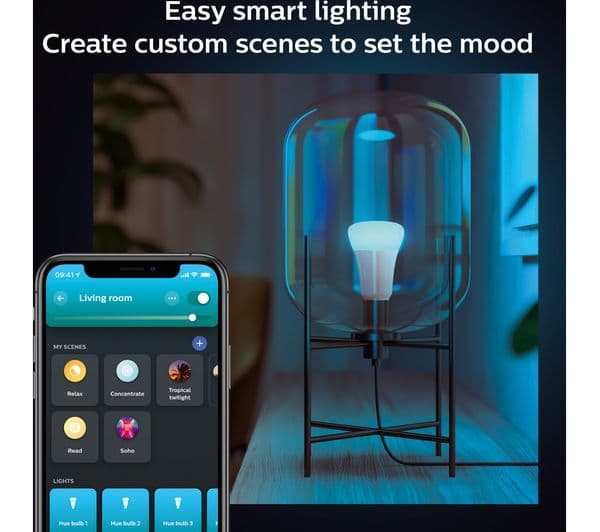 PHILIPS HUE White & Colour Ambiance Smart LED Bulb - E27, 800 Lumens, Triple Pack - Image 2